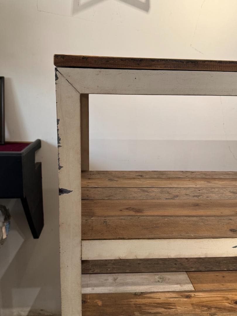 古材 オープンシェルフ アイアン スチールラック ヴィンテージ ホワイトペイント