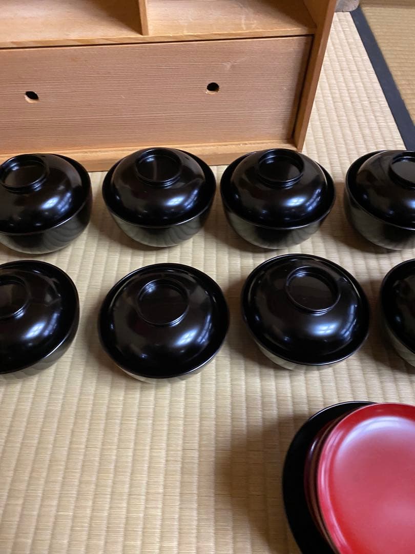 輪島塗り　谷川真斎　真塗り懐石道具　茶道具