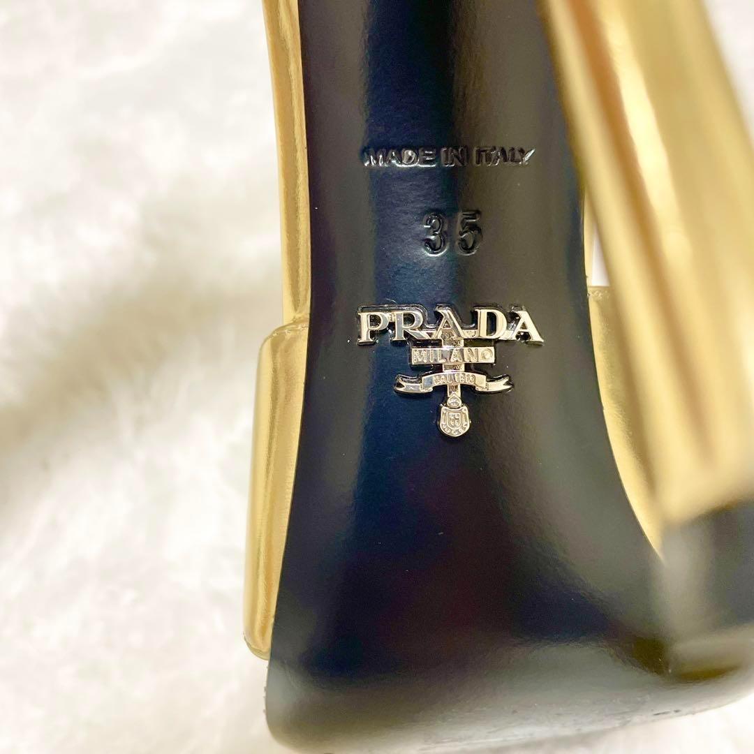 美品✨PRADA プラダ サンダル ハイヒール メタリック ゴールド 22.5