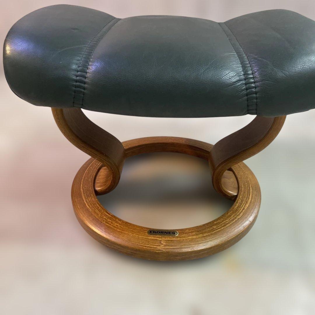EKORNES エコーネス ダークグリーン レザー オットマン