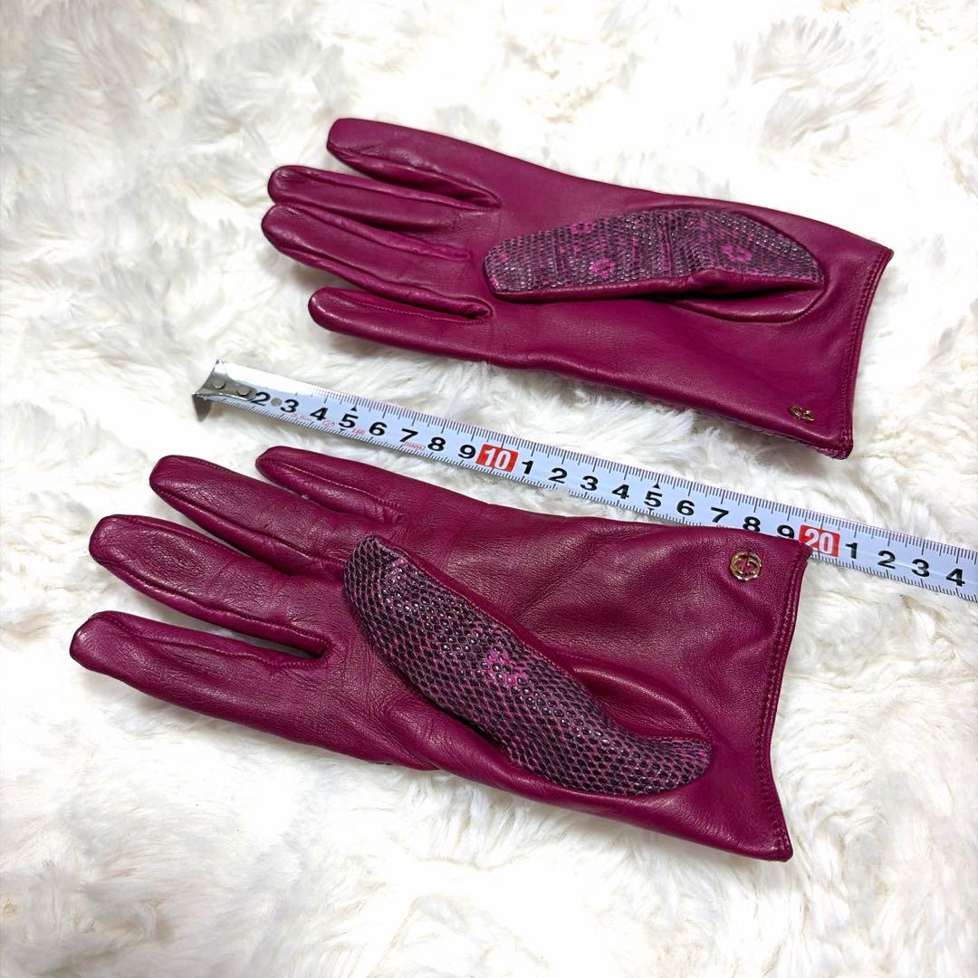 GUCCI グッチ GGインターロッキング ピンク パイソン レザー 手袋