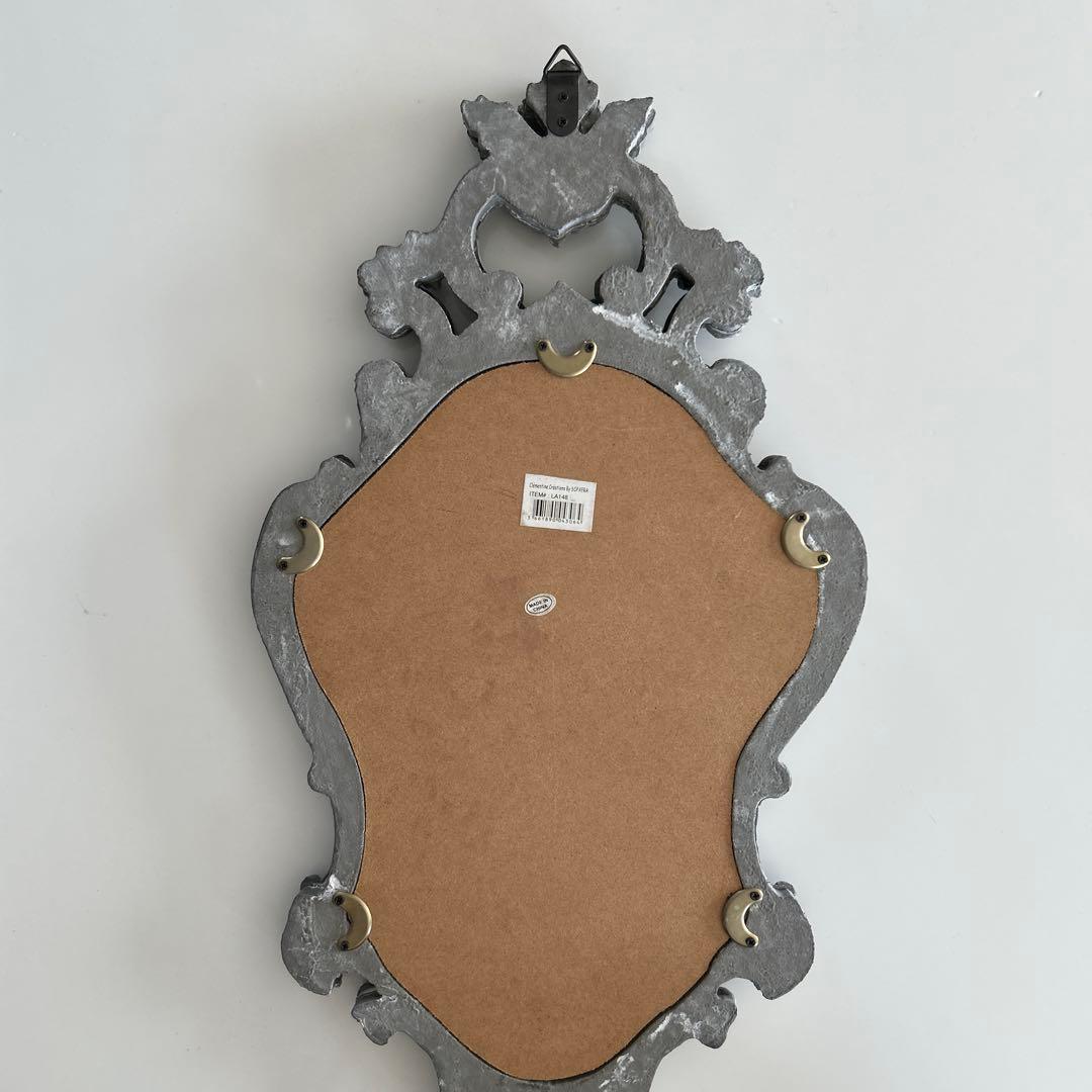 アンティーク調　 グレー 壁掛け鏡