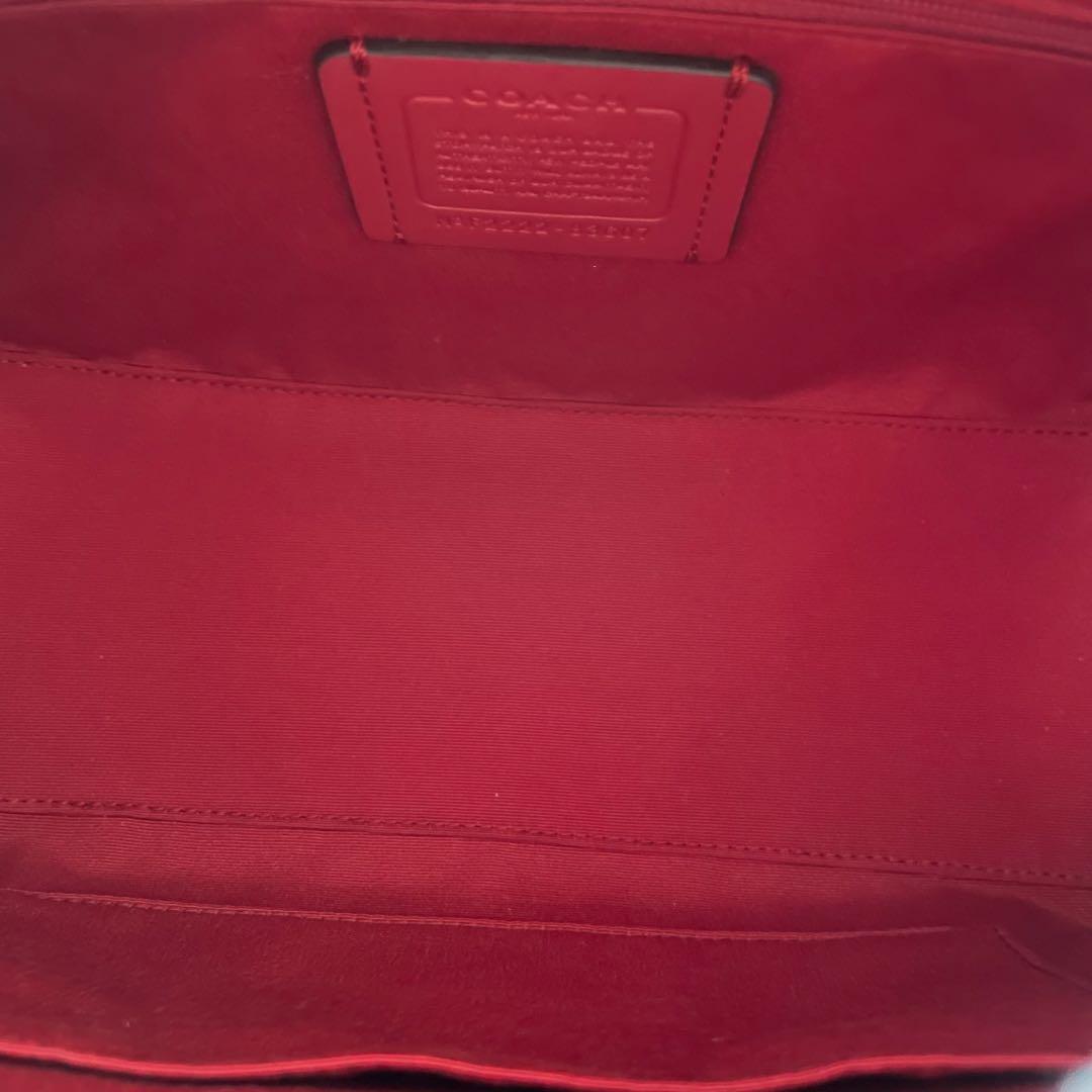 【美品】coach ミニボストン 2way ショルダーバッグ シグネチャー 赤