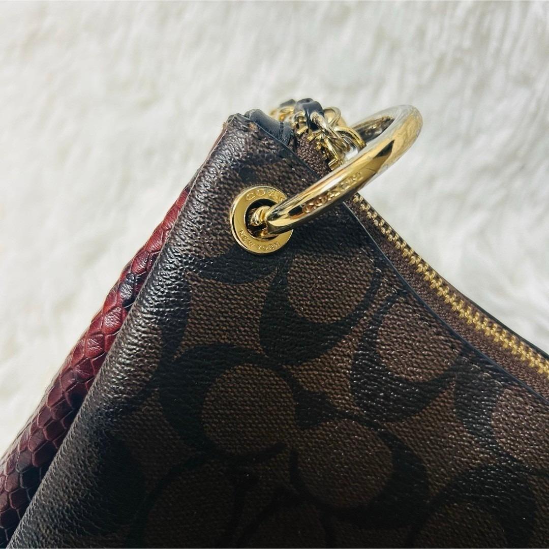 コーチ シグネチャーワンショルダーバッグ 肩掛け パイソン ブラウン