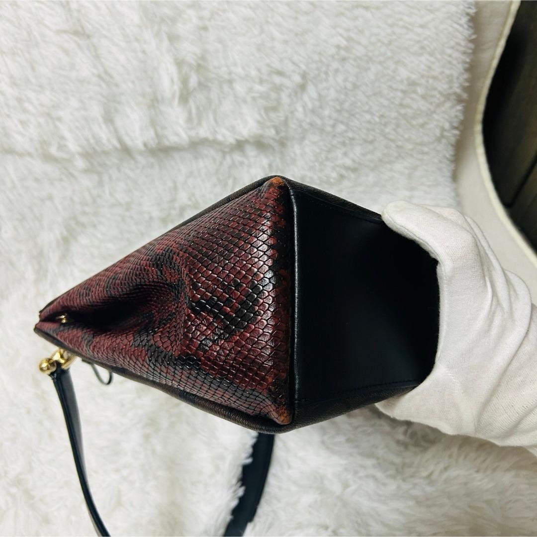 コーチ シグネチャーワンショルダーバッグ 肩掛け パイソン ブラウン