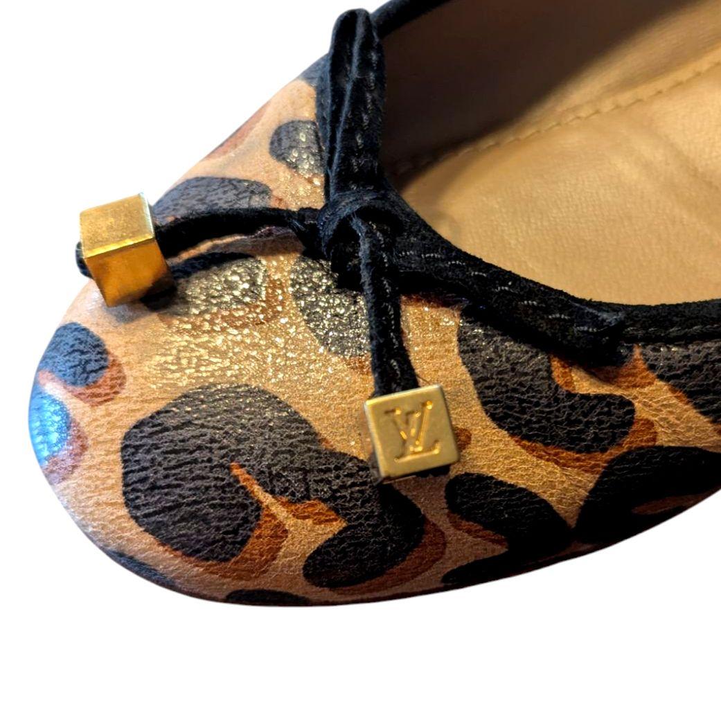 LOUIS VUITTON フラットパンプス LVキューブ レオパード　23.5