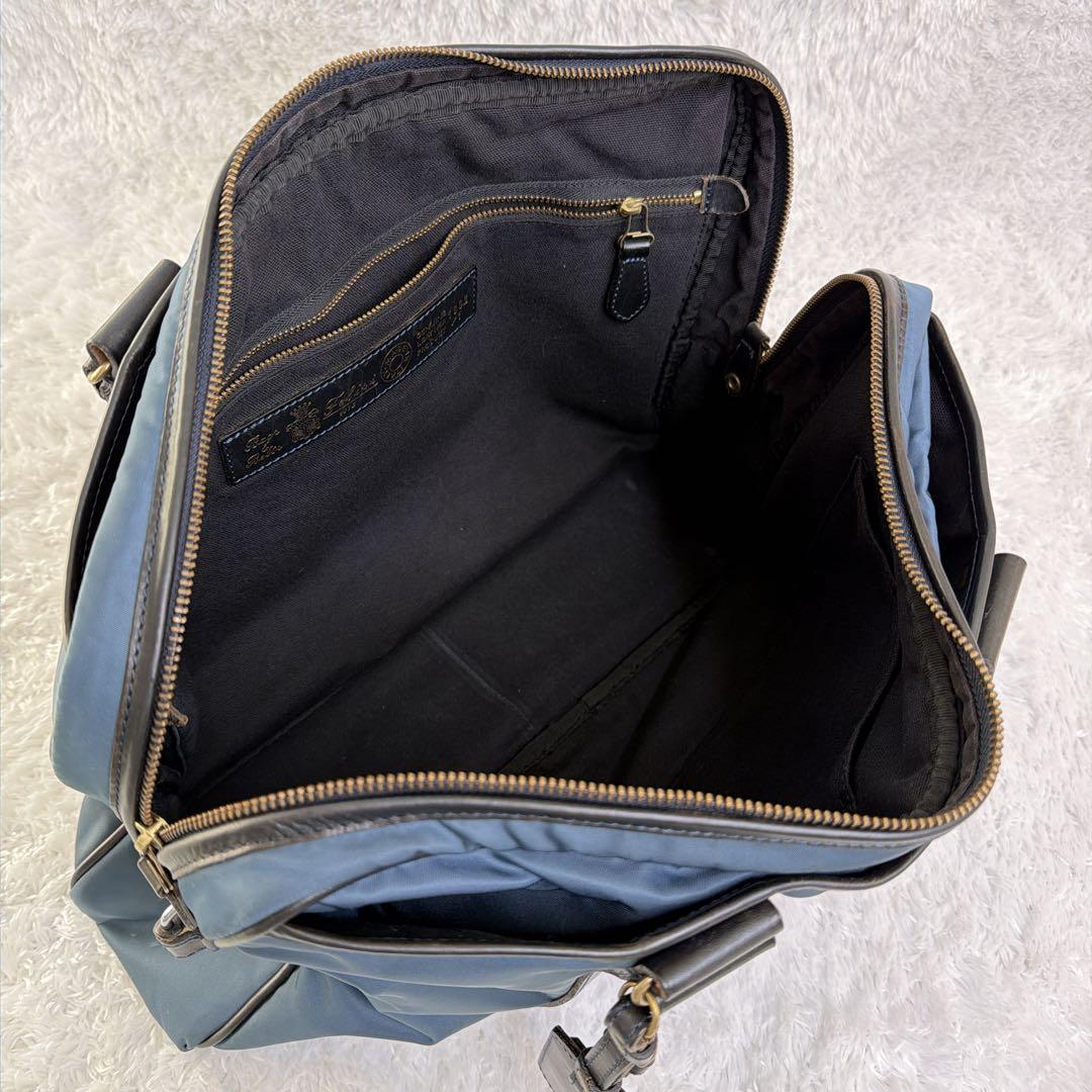 高級✨ Felisi ビジネスバック 本革 ブルー A4 大容量 ナイロン