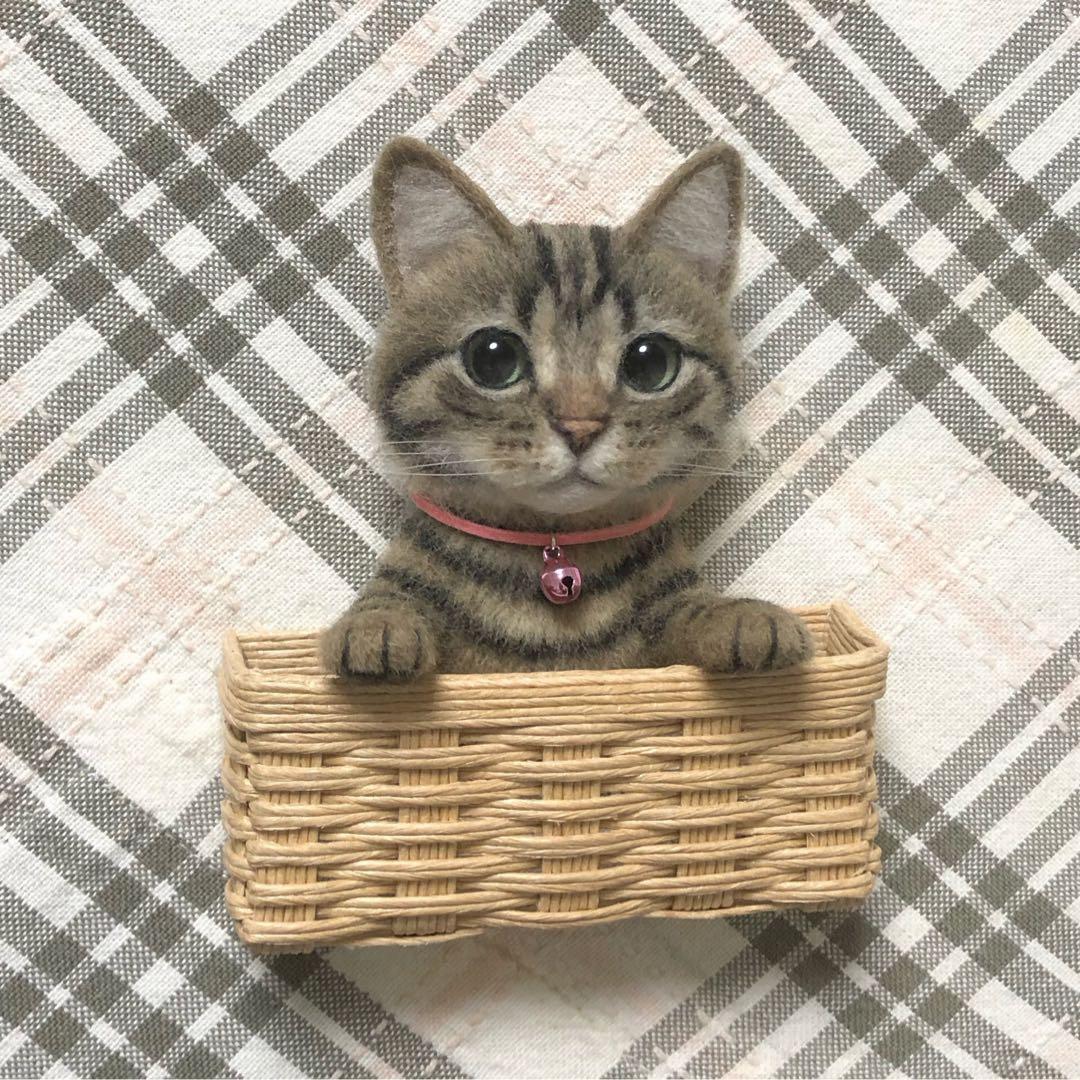 羊毛フェルト 猫 ハンドメイド 夏