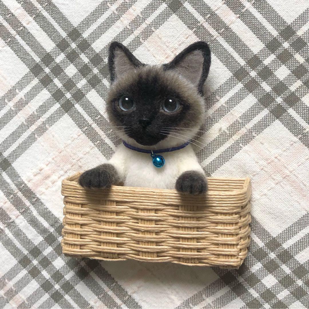 羊毛フェルト 猫 ハンドメイド 夏