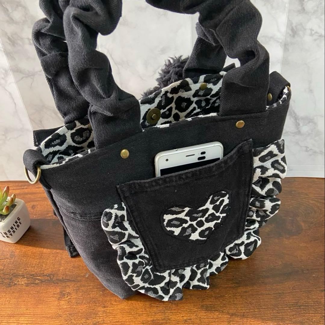 喜*ん様 コヤンイサムチョン 【デニムリメイク】フリルバッグ ハンドメイド