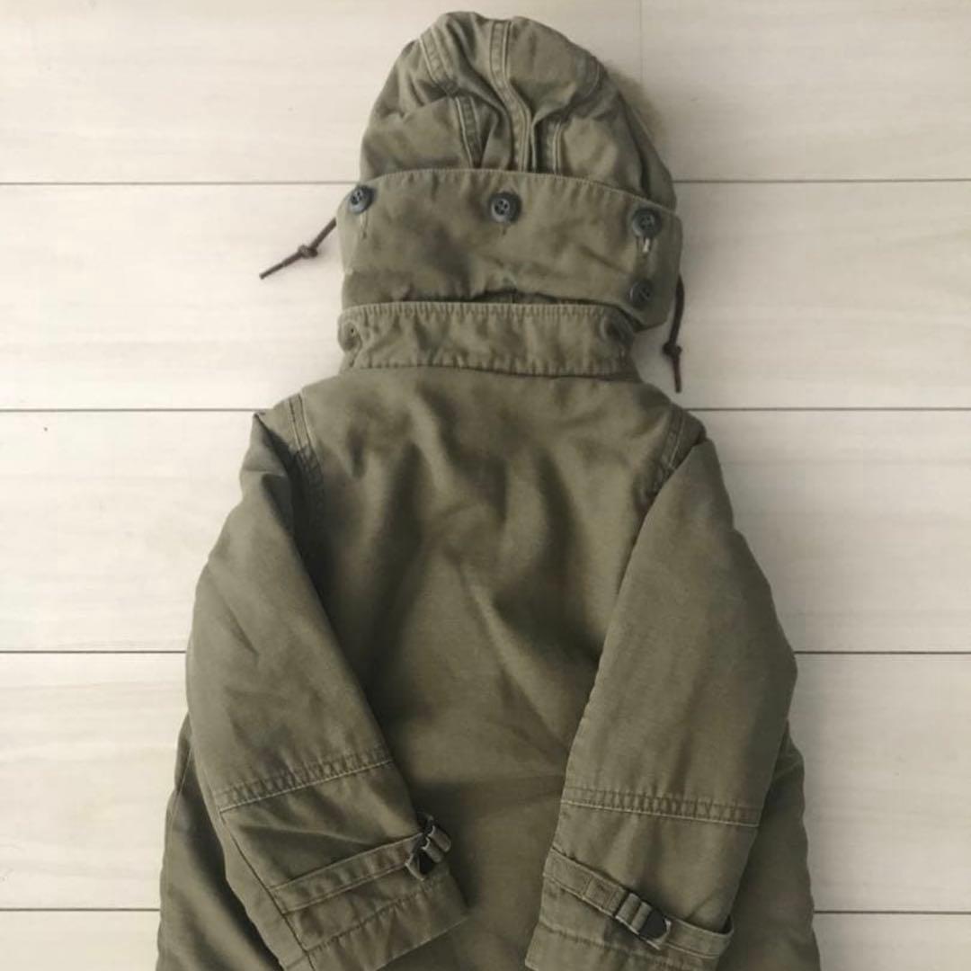 【デニム&ダンガリー】裏ボアミリタリージャケット100cm ファーコートカーキ