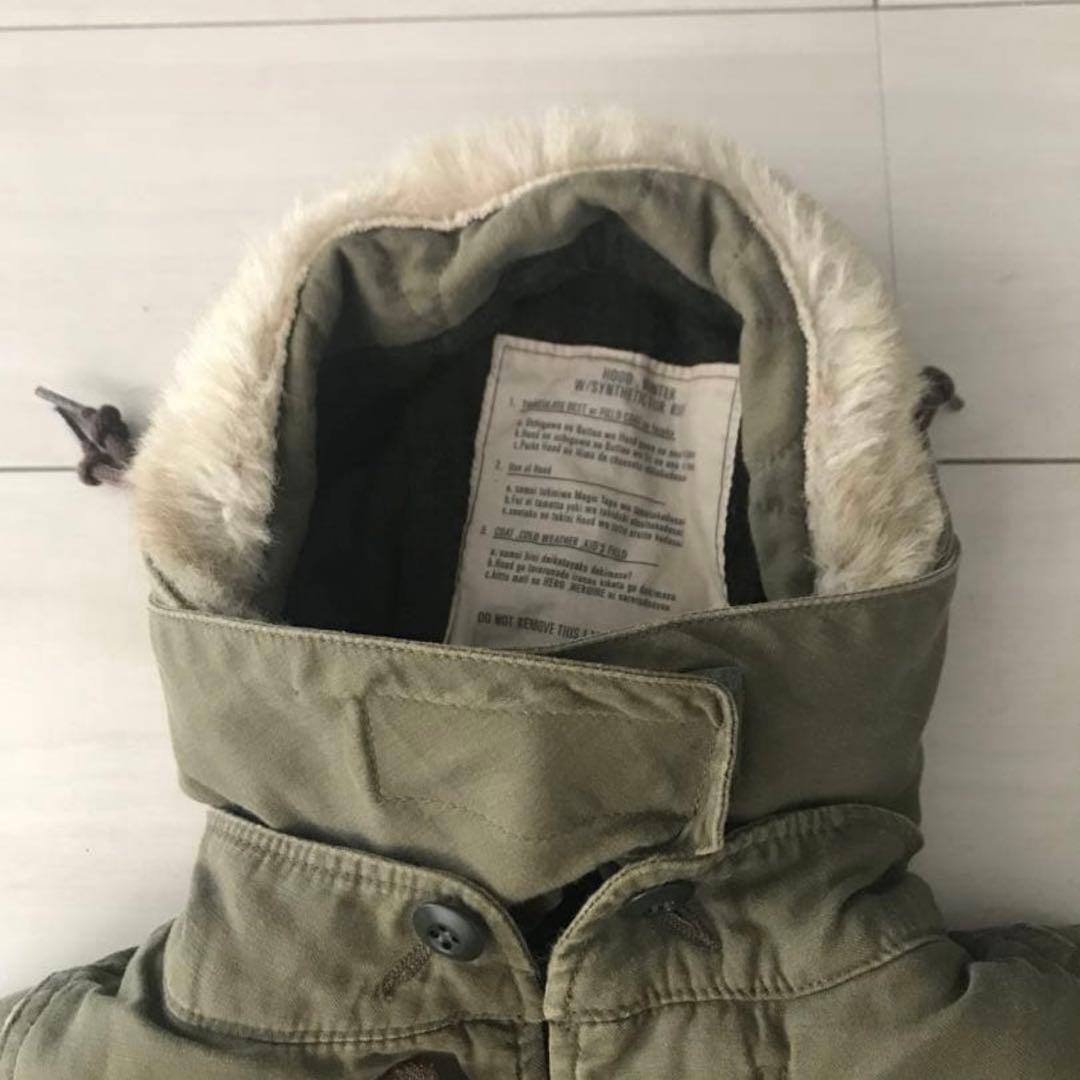 【デニム&ダンガリー】裏ボアミリタリージャケット100cm ファーコートカーキ