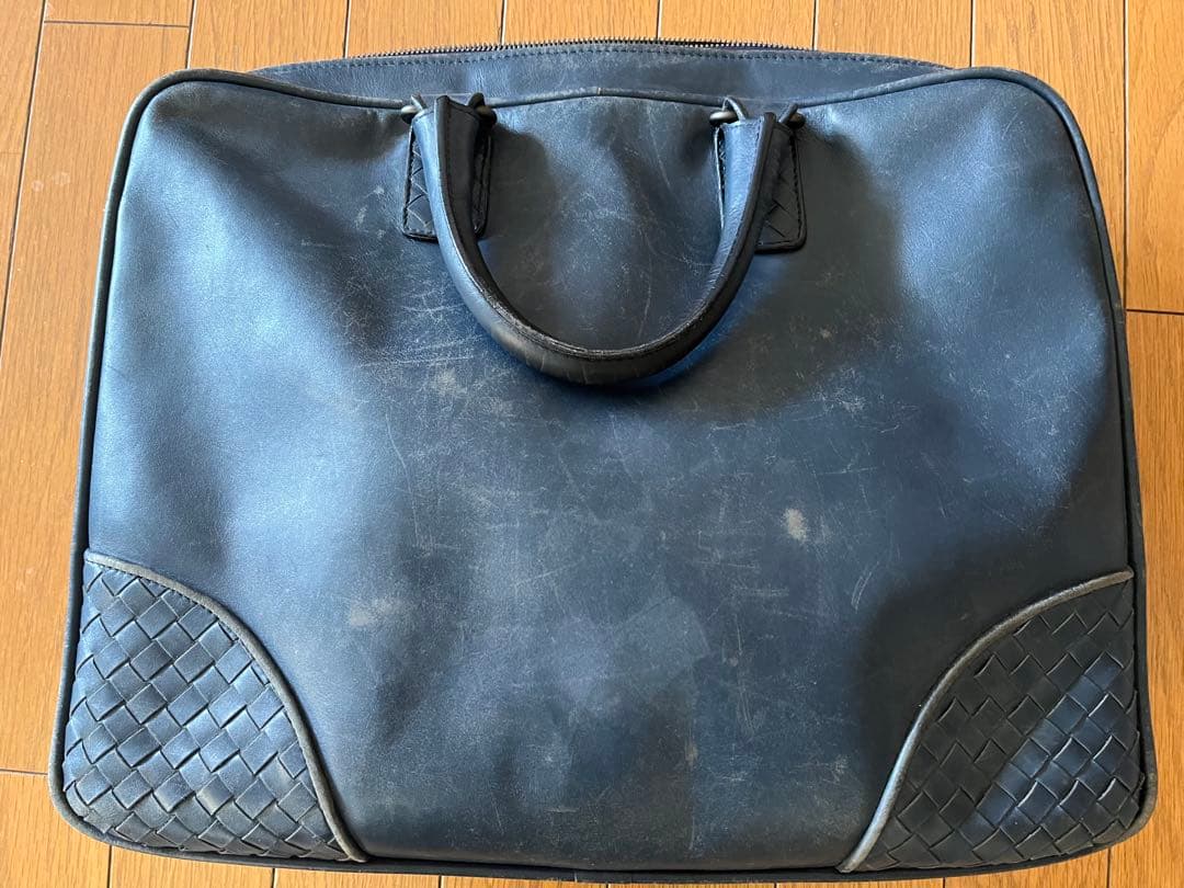 年内最終　値下げ。レザー ビジネスバッグ ブルー　ボッデガヴェネタ