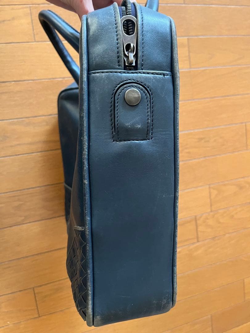 年内最終　値下げ。レザー ビジネスバッグ ブルー　ボッデガヴェネタ