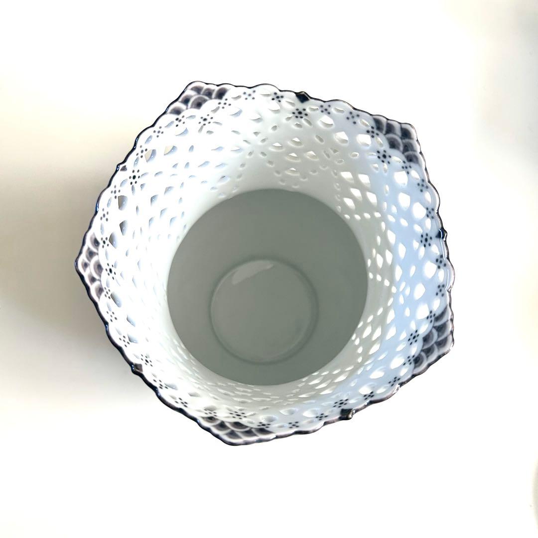 新品 廃盤ロイヤルコペンハーゲン ブラックフルーテッド ハーフレース ベース花瓶