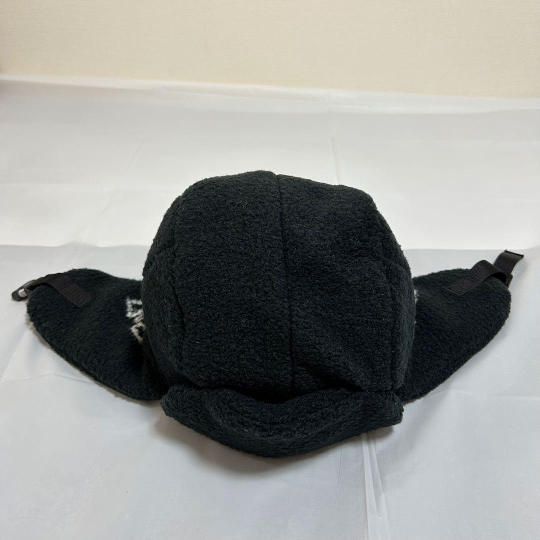 【ロマン 】フリースフライトキャップブラック　美品　耳当て部に大きなロゴ
