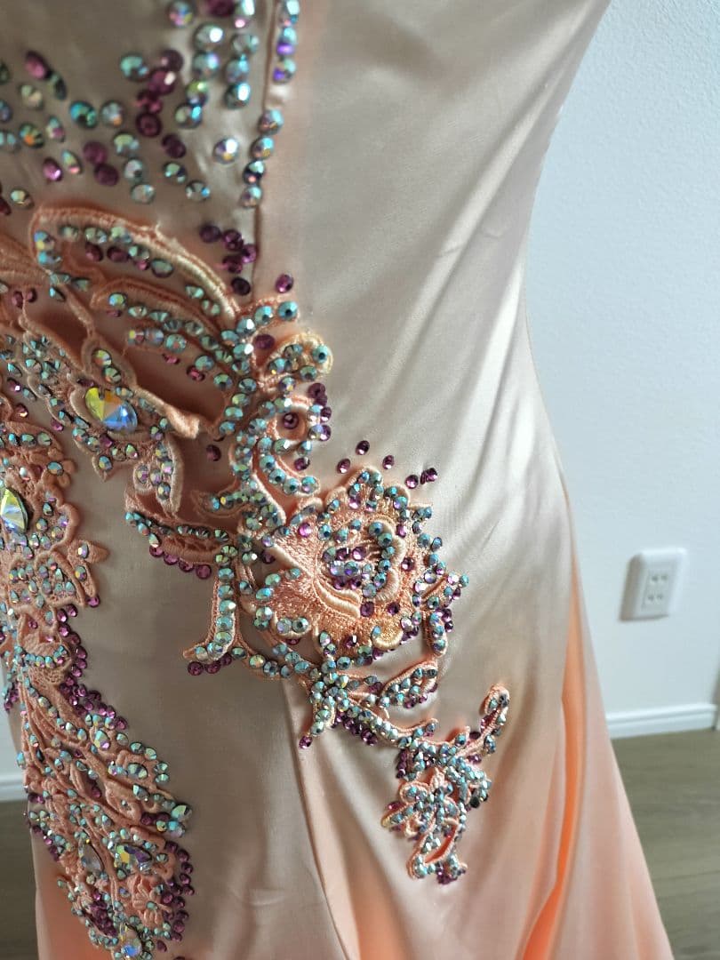 社交ダンス　サーモンピンクスタンダードドレス☆