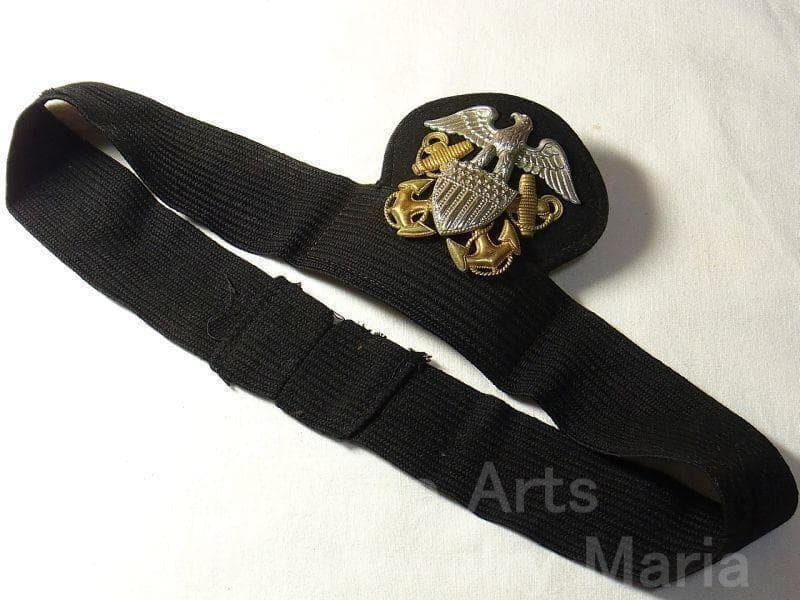 【us565】第二次世界大戦 アメリカ 海軍 将校帽子 銀925バッチ USA