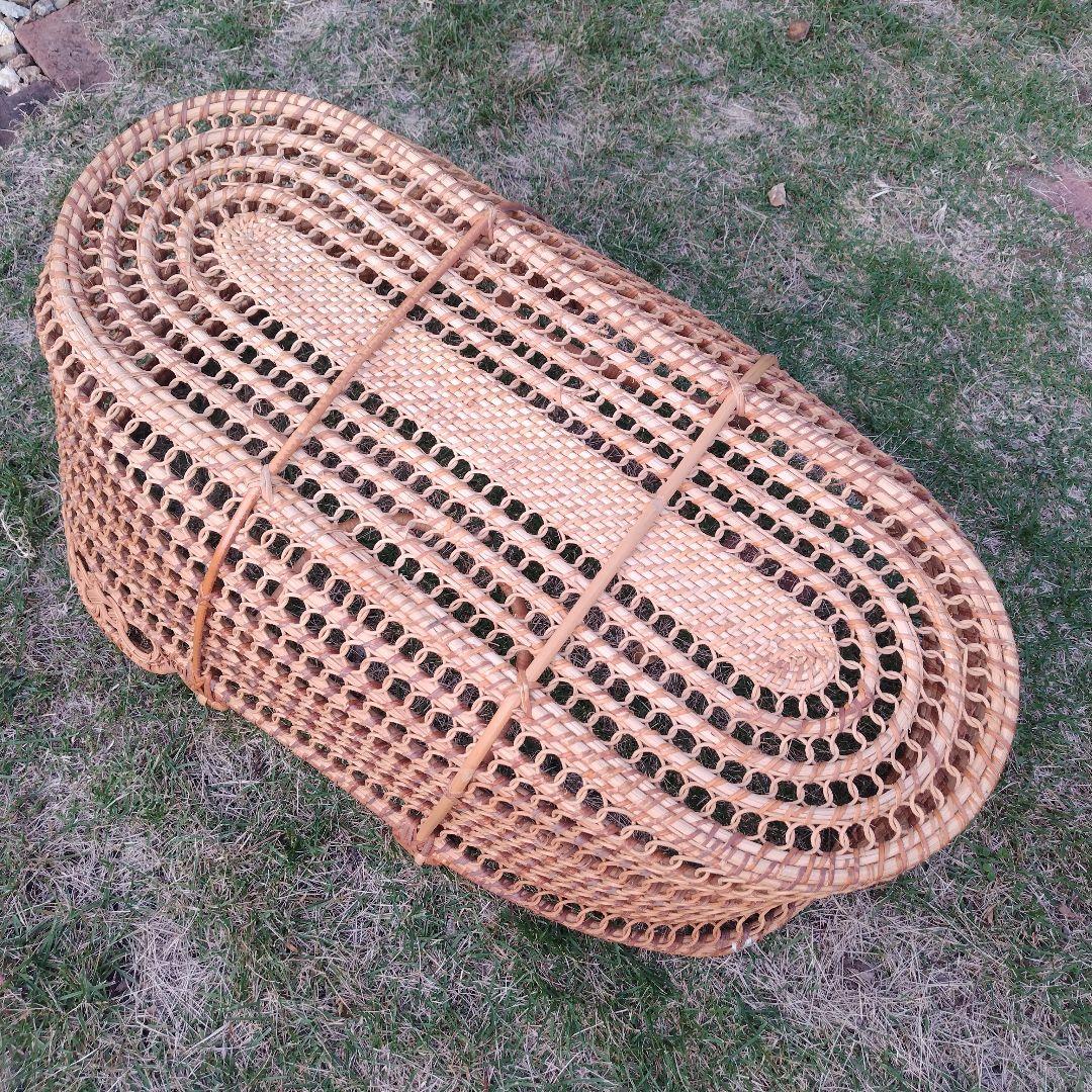 アンティーク ベビーバスケット 昭和レトロ 日本製 ラタン 籐 かご ゆりかご