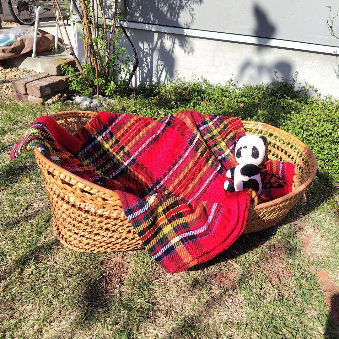 アンティーク ベビーバスケット 昭和レトロ 日本製 ラタン 籐 かご ゆりかご