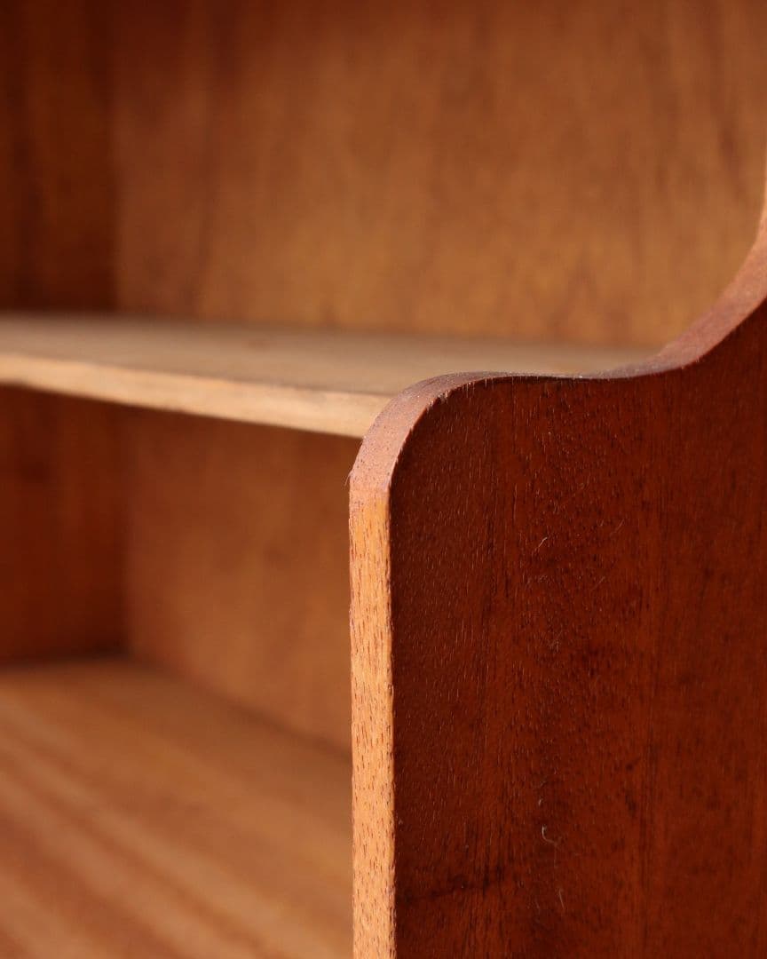 13(金)までお値下げ中 モールガラスのラワン材ローボード　古道具 古家具 昭和