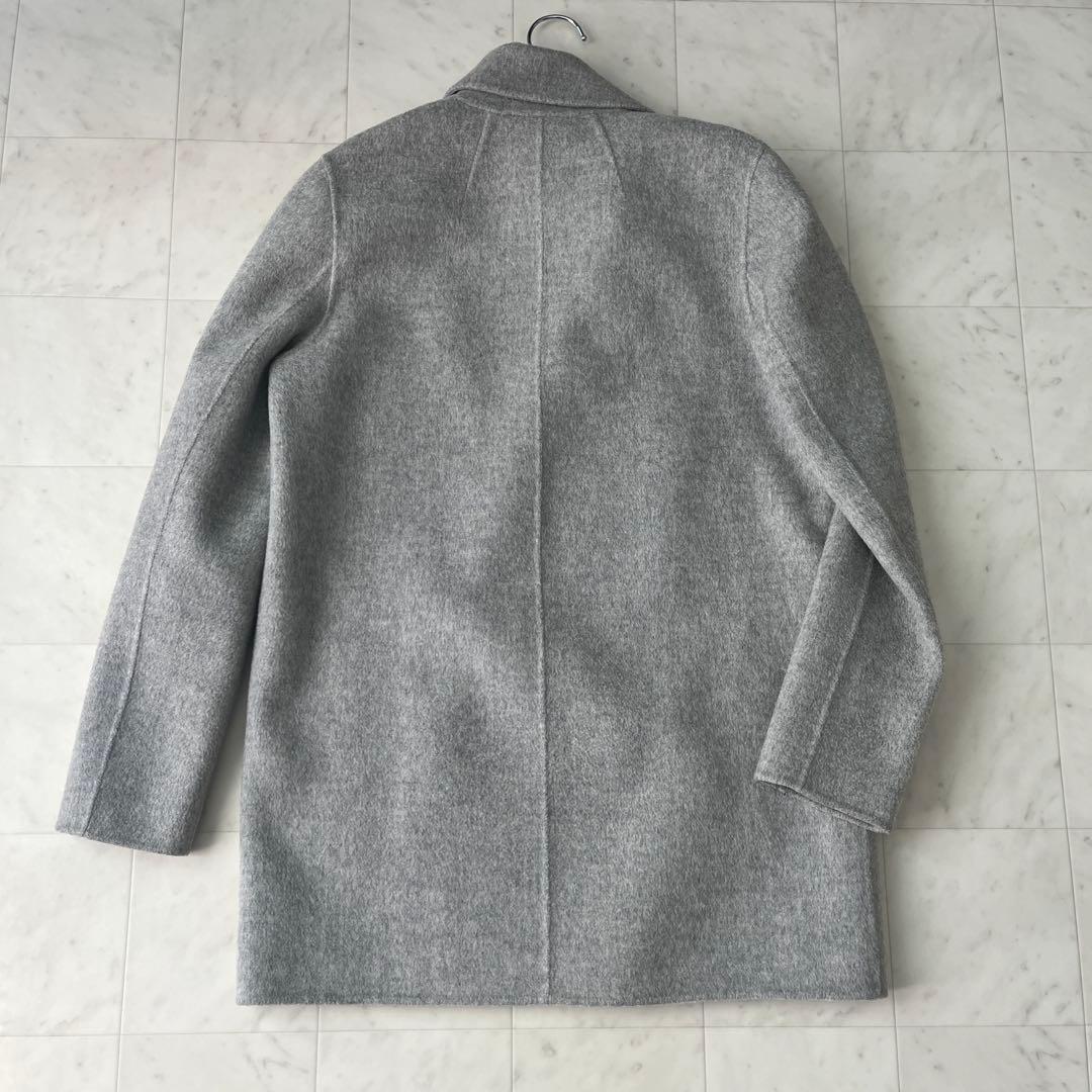 美品♡セオリー カシミア混 ダブルフェイス リバーコート グレー S