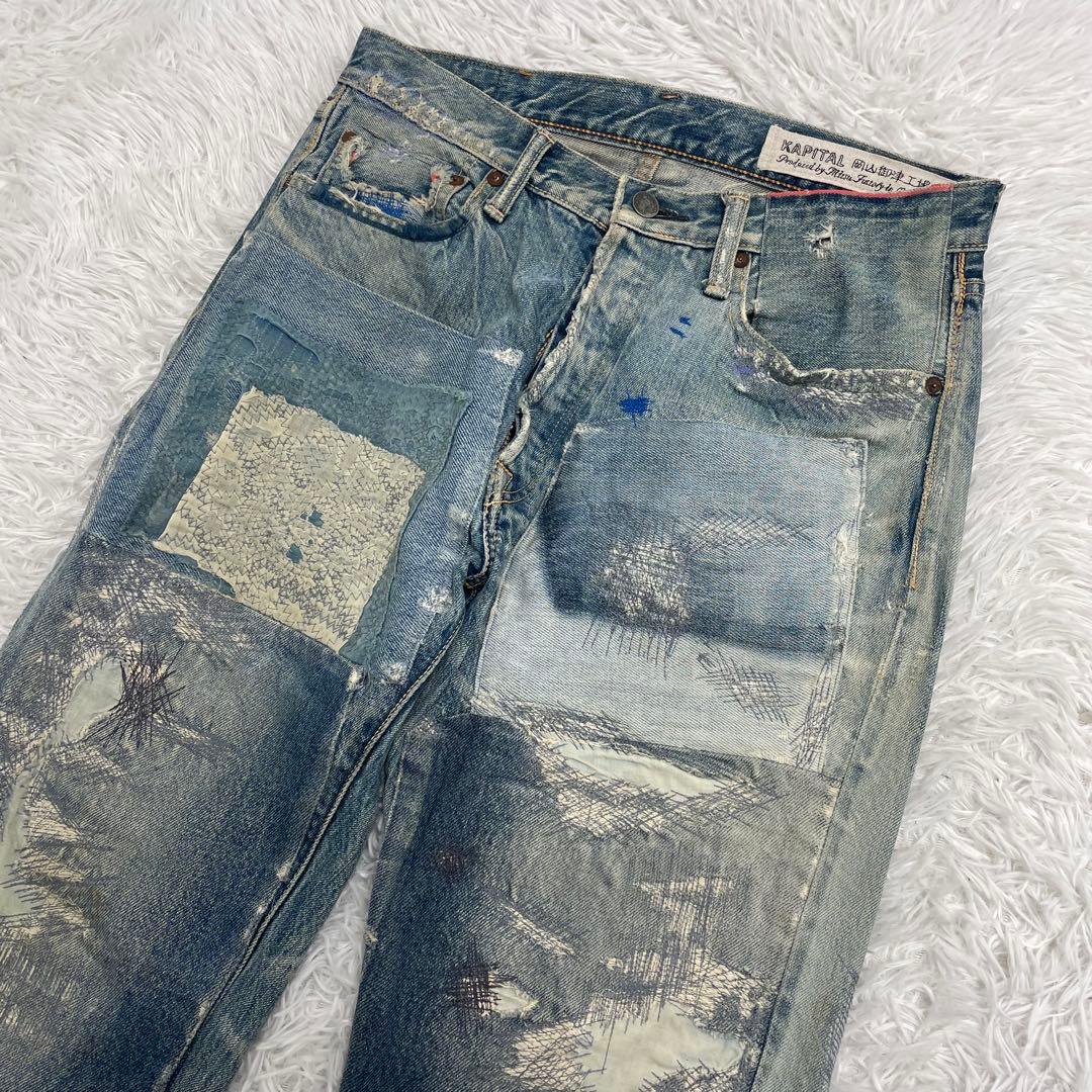 【名作】Kapital キャピタル 襤褸 ボロ 刺し子 デニムパンツ 34