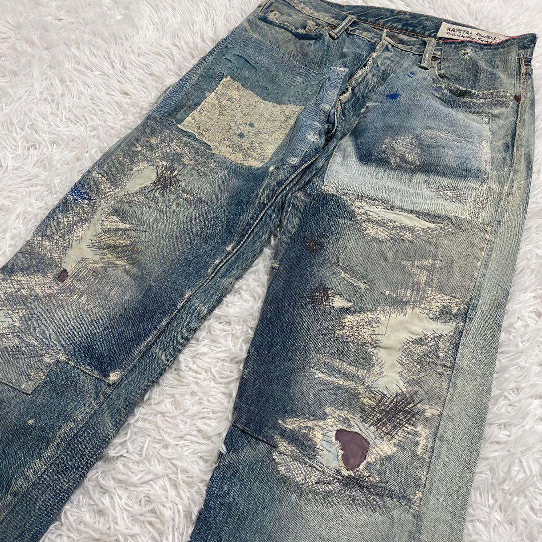 【名作】Kapital キャピタル 襤褸 ボロ 刺し子 デニムパンツ 34