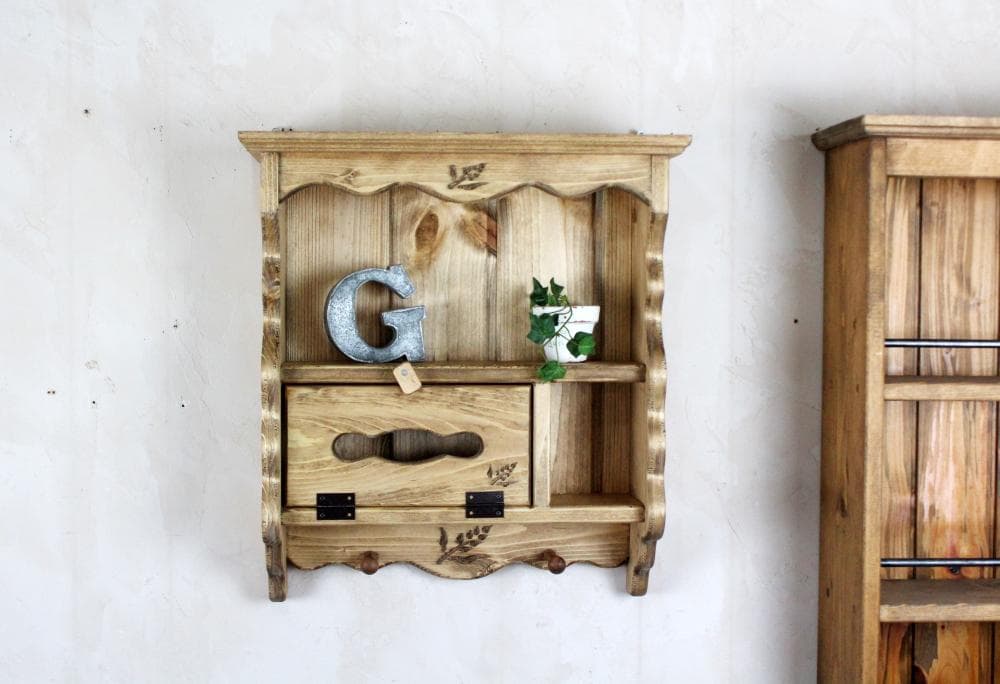 ハンドメイド　麦穂のティッシュシェルフ