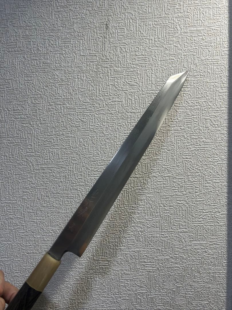 青一鋼　切付け柳刃包丁 尺