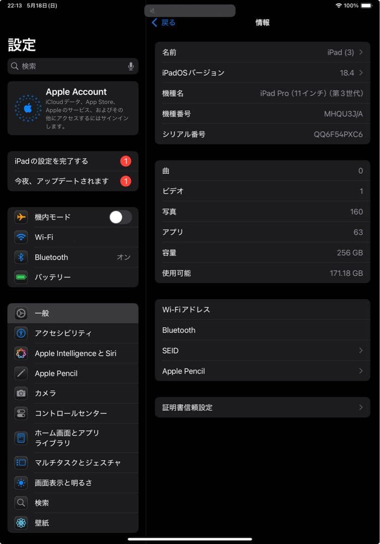 美品 傷なし iPad Pro 11インチ 第三世代 Applepencil2