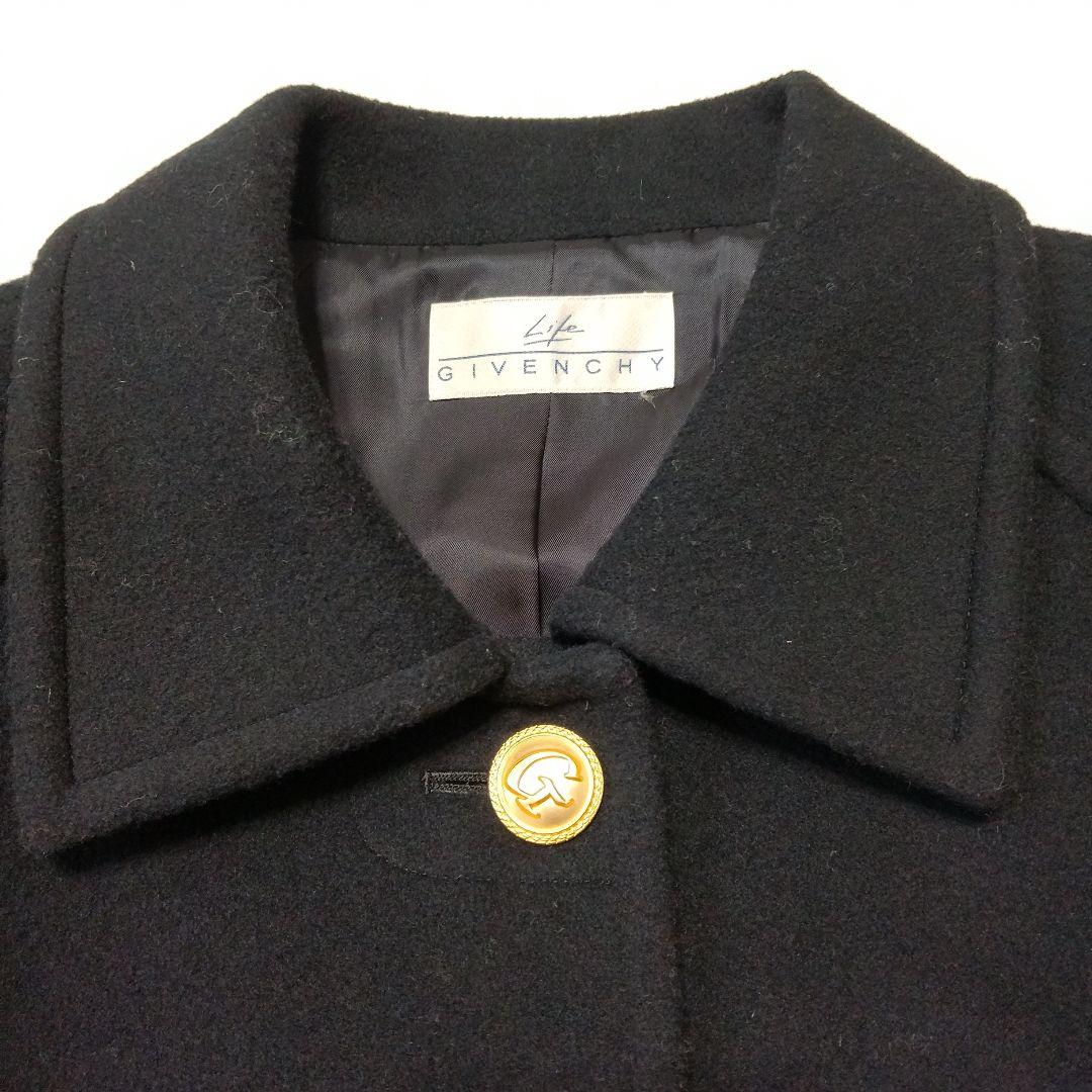 Life GIVENCHY ウール カシミヤ ロングコート 金ボタン 黒 11号