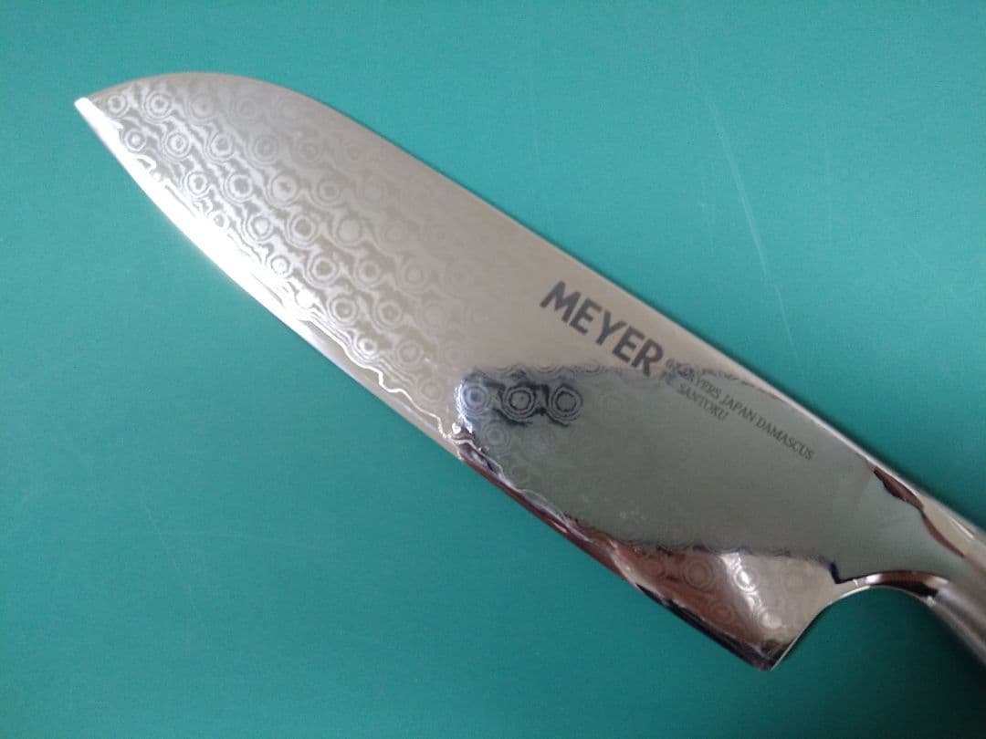 新品　マイヤー　三徳　67層ダマスカス　本刃付け済　オールステンレス　極切れ