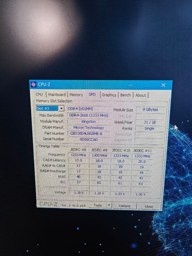 DDR4 2666MHz メモリ 8GB×2枚セット動作確認済