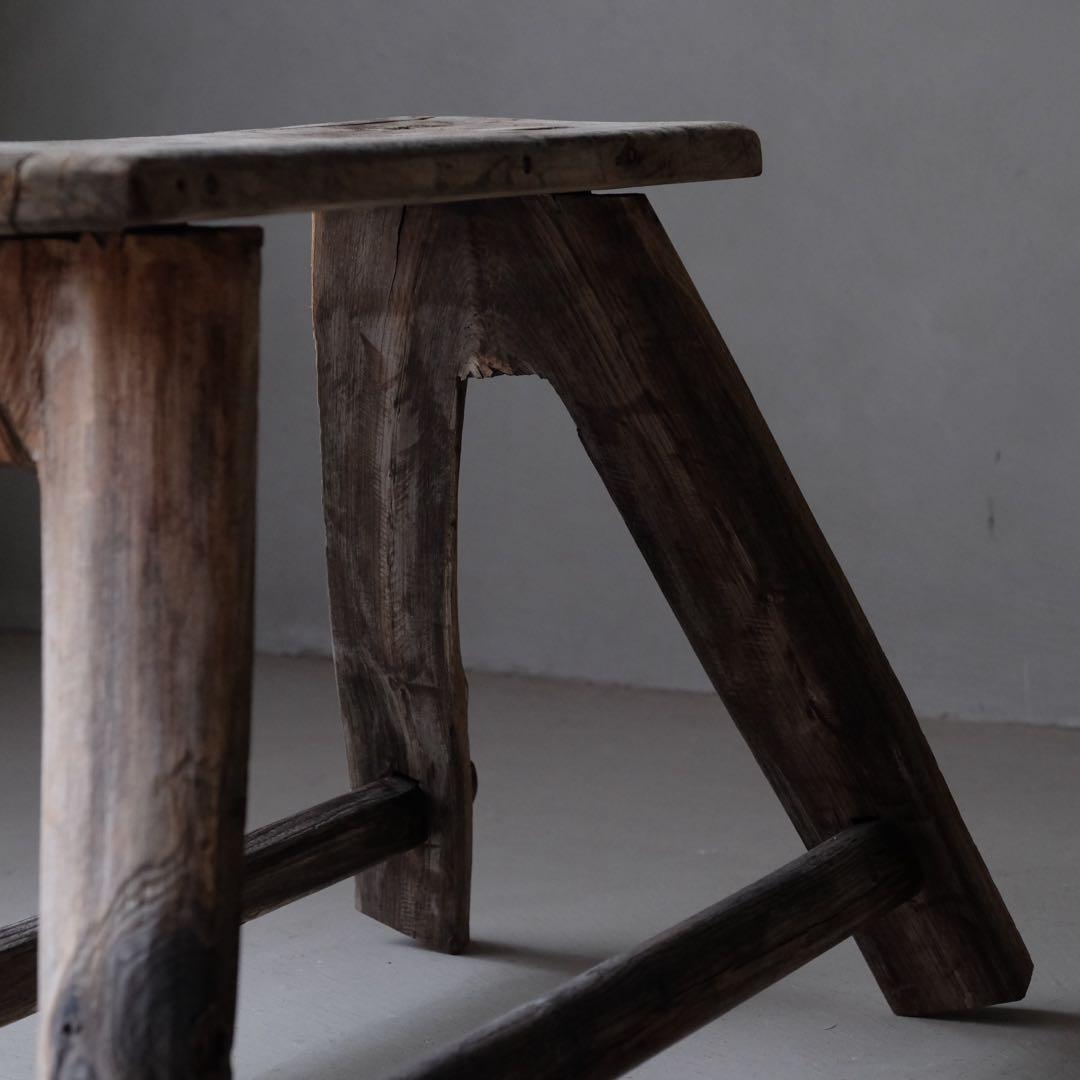 古い木製スツール　ベンチ チェア 椅子 展示台 花台 プリミティブ 古家具 骨董