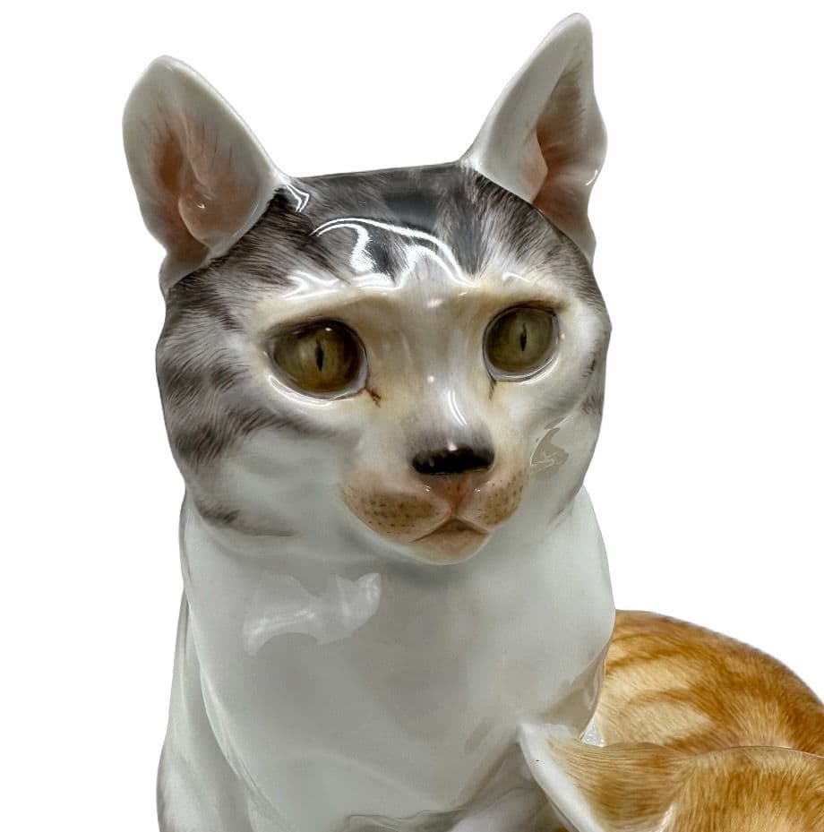 マイセン　二匹の猫　フィギュリン　陶器置物　オットー・ピルツ　アール・ヌーヴォー