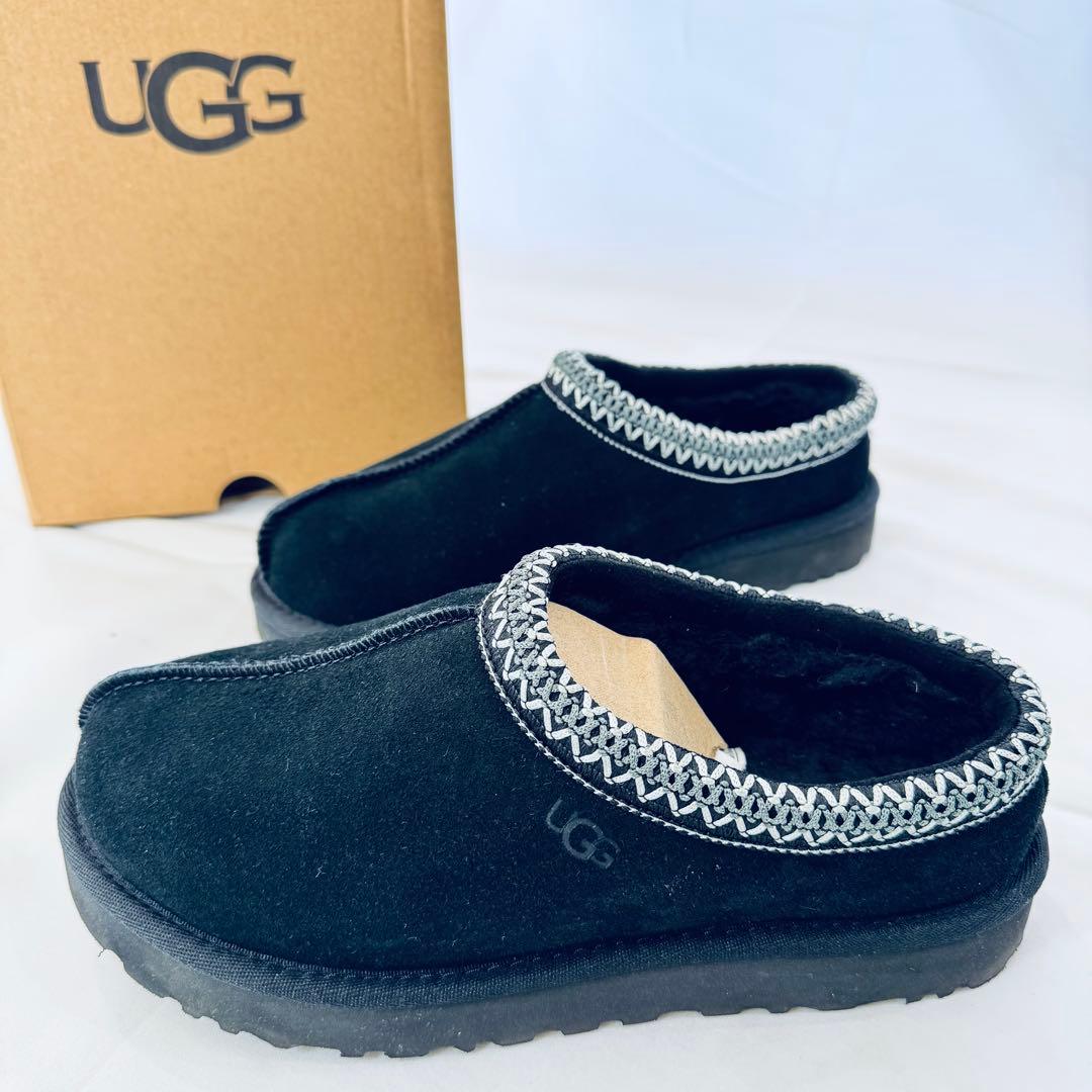 美品 UGG スエード スリッポン タスマン スリッパ ブラック 23cm