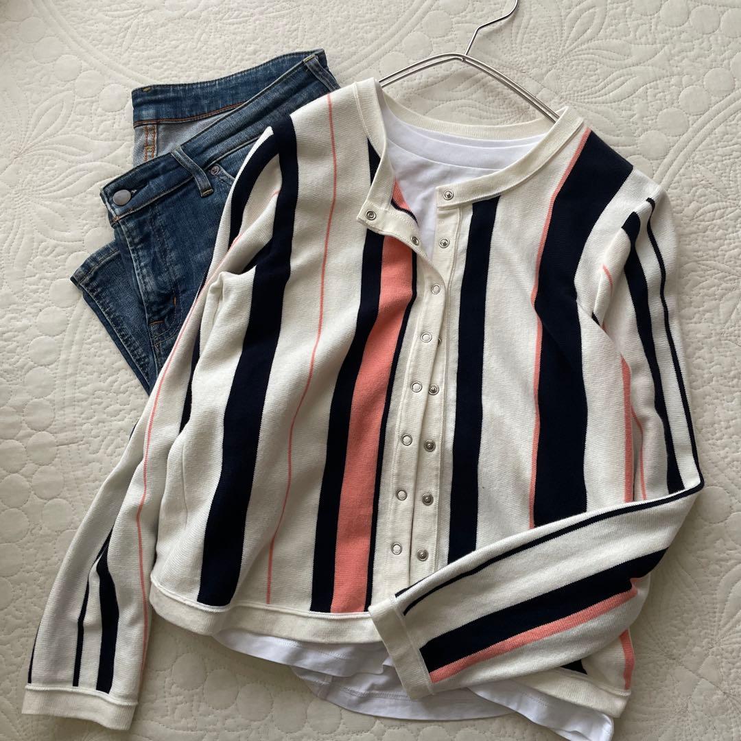 未使用　MACPHEE コットン100%クルーネックスナップカーディガン