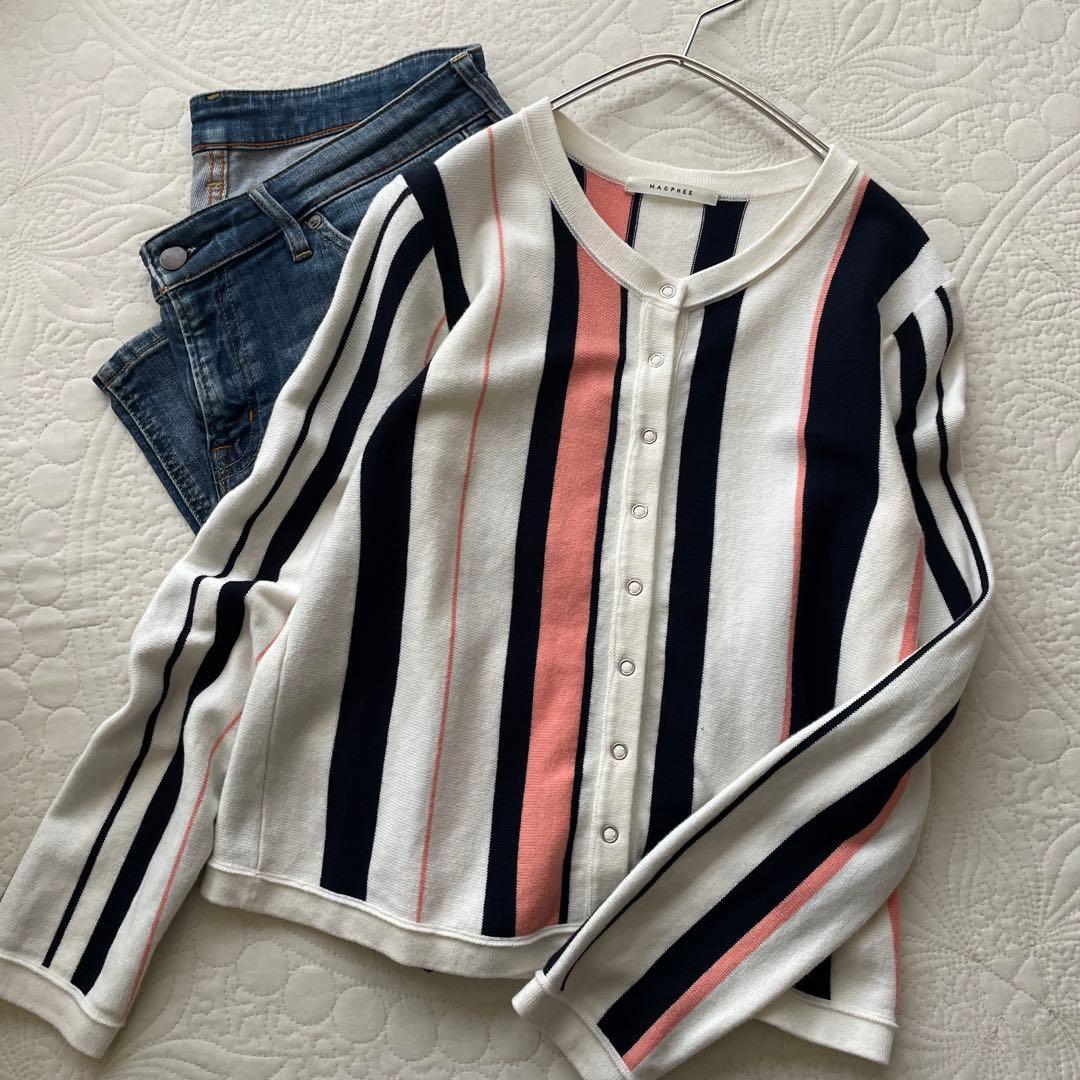 未使用　MACPHEE コットン100%クルーネックスナップカーディガン