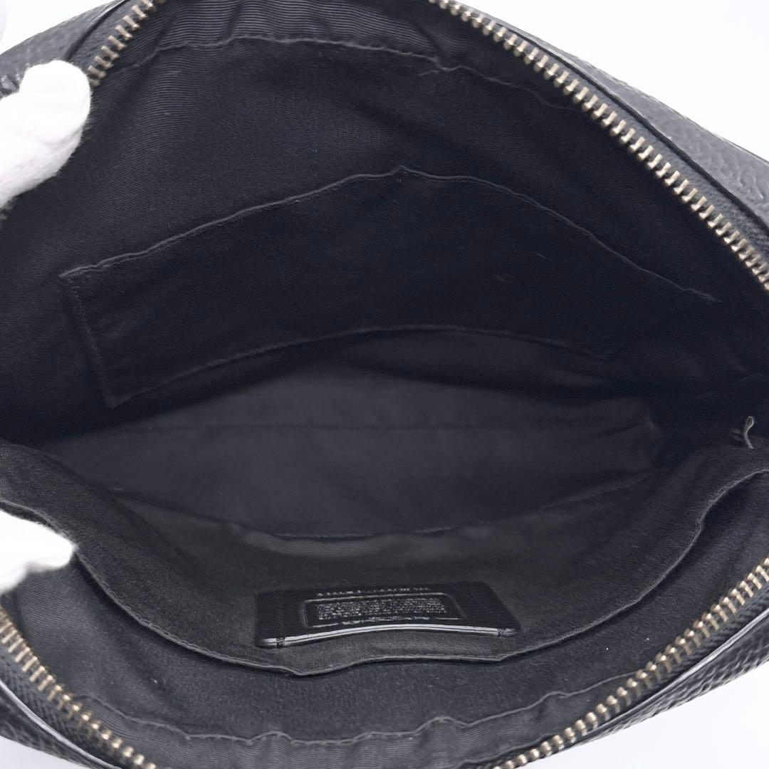 美品✨コーチ ショルダーバッグ チャールズ シボ革 シルバー金具 ブラック