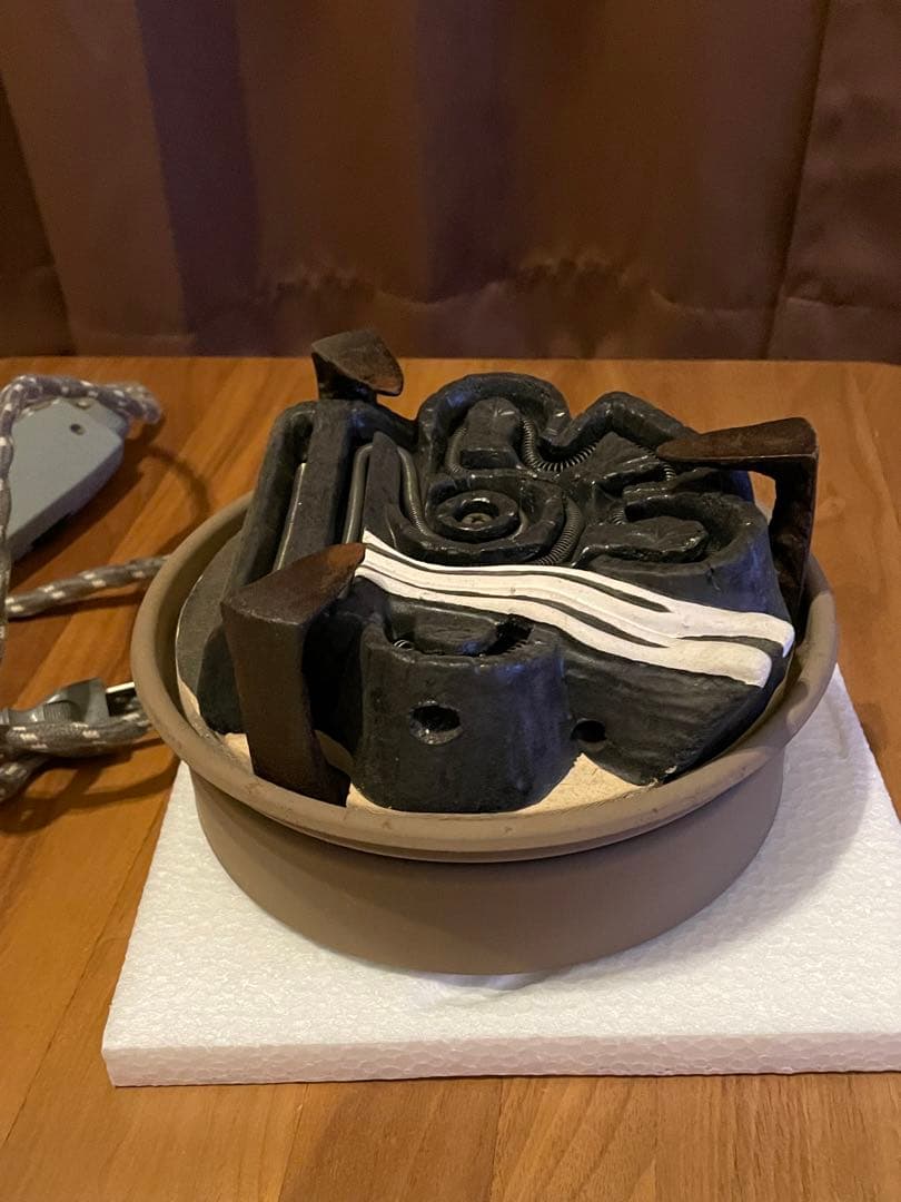 唐銅面取風爐 風炉師 金谷浄雲造 面取風炉 炭型ヒーターセット茶道具