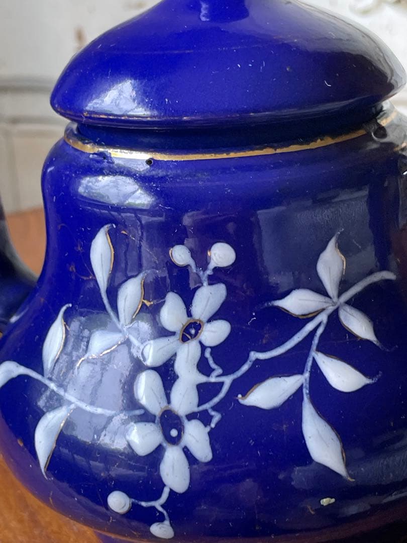 フランス　アンティーク　ホーロー　ティー　ポット　コーヒー　ポット　手書き　レア