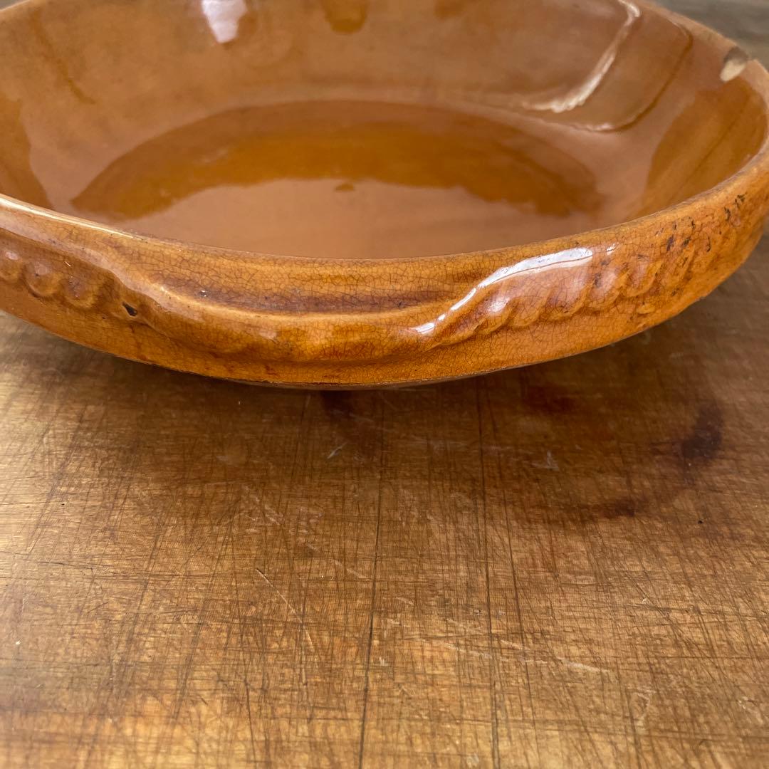 フランスアンティーク　テラコッタオーブン皿