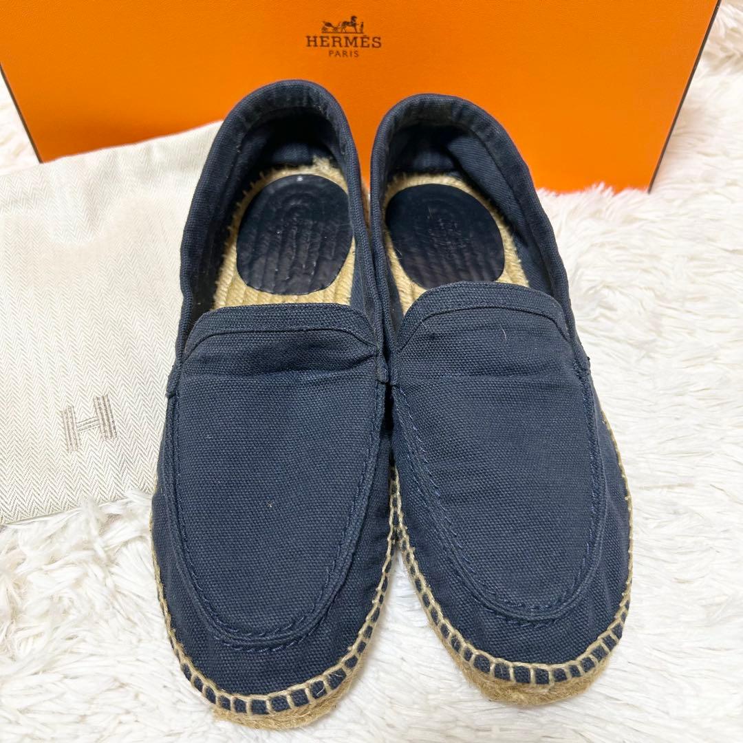 【良品】HERMES エルメス エスパドリーユ フラットシューズ