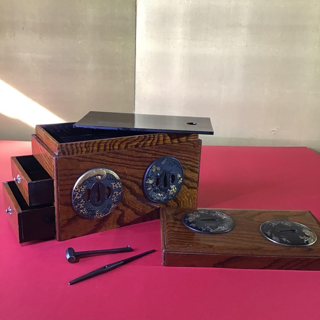 超高級　御刀お手入箱　刀匠作目貫道具付