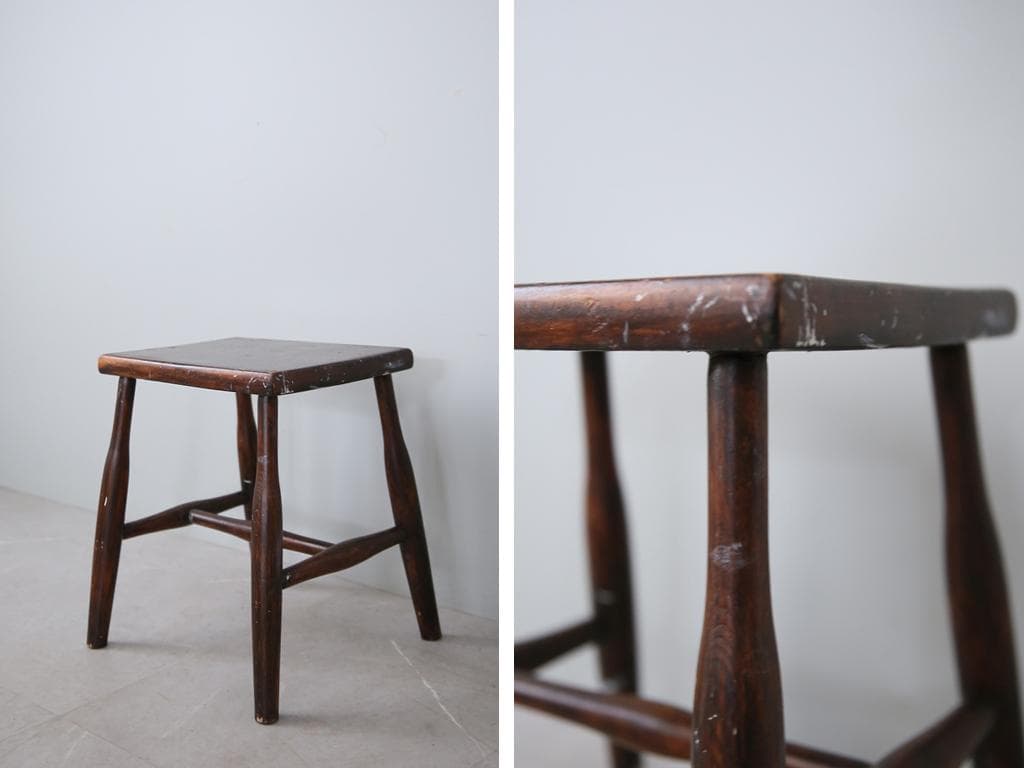 英国アンティーク木製スツール/椅子イス/チェア/花台/飾り棚(79-464)