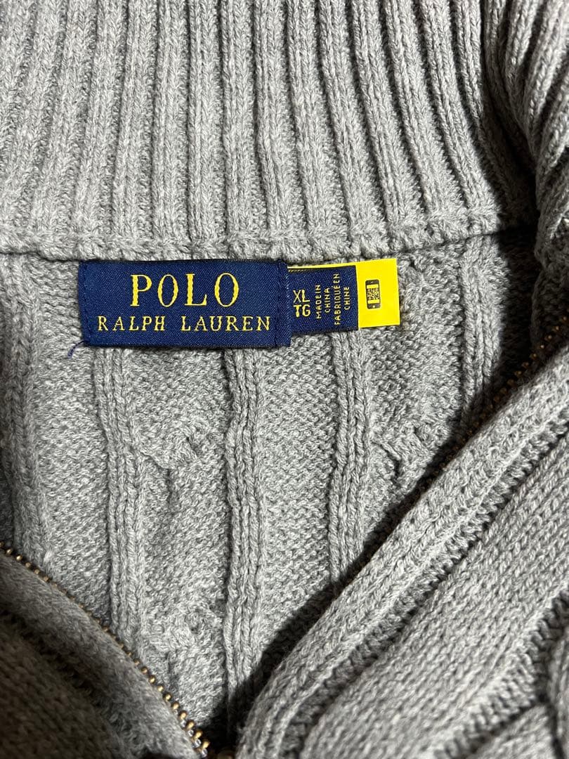 POLO ラルフローレン ハーフジップ ニット グレー XL