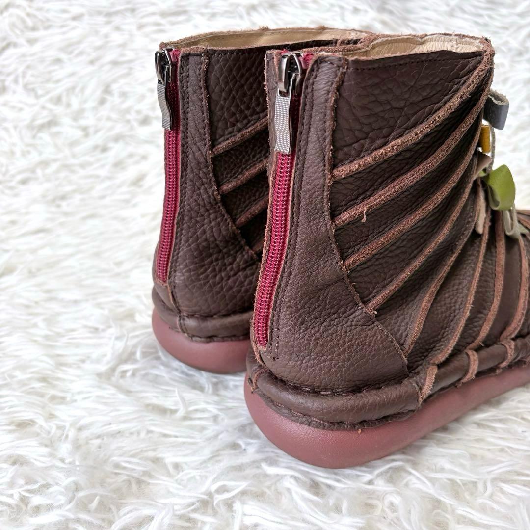 Estacion エスタシオン 本革リボンモチーフショートブーツ ブラウン L