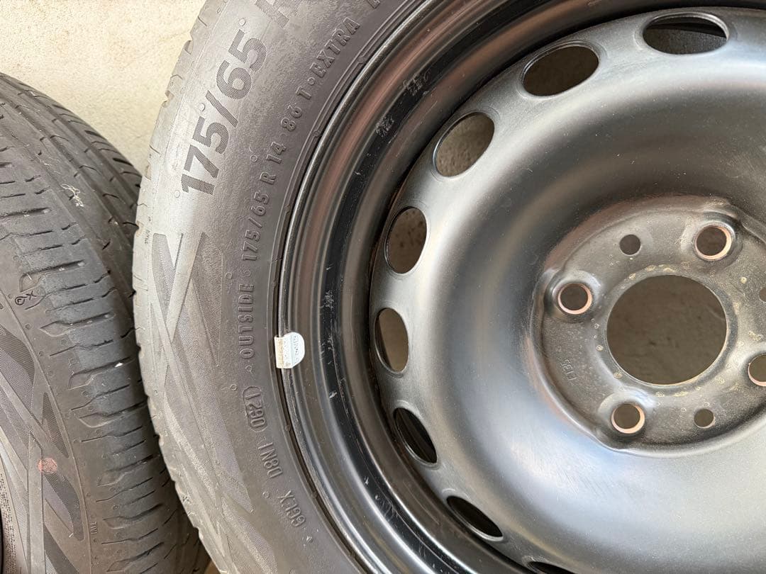 Fiat500純正スチールホイール4本セット フィアット500 ホイールカバー付