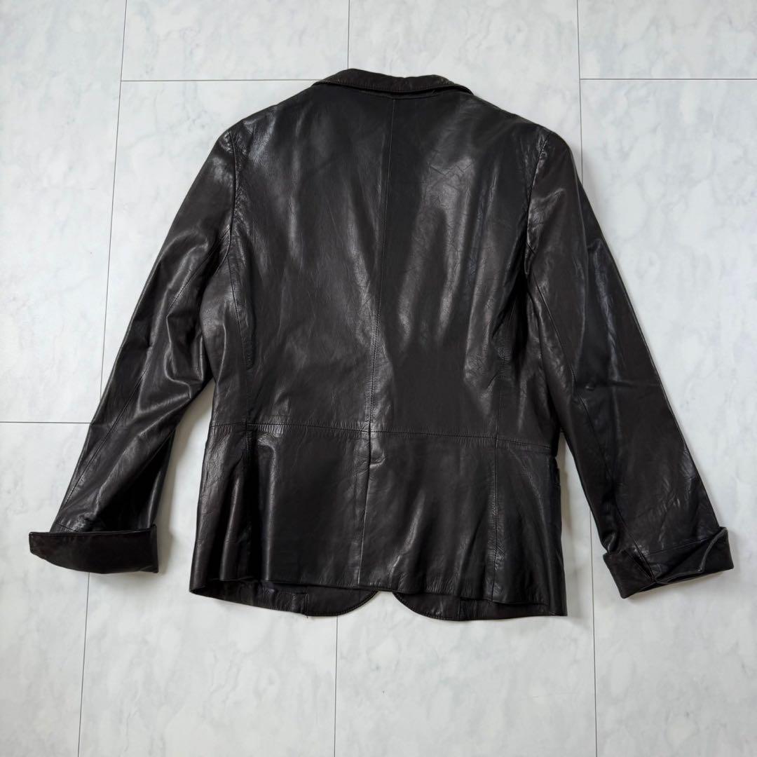 【バジーレベントット】レザージャケット・テーラード・羊革・柔らか本革◇黒・15号